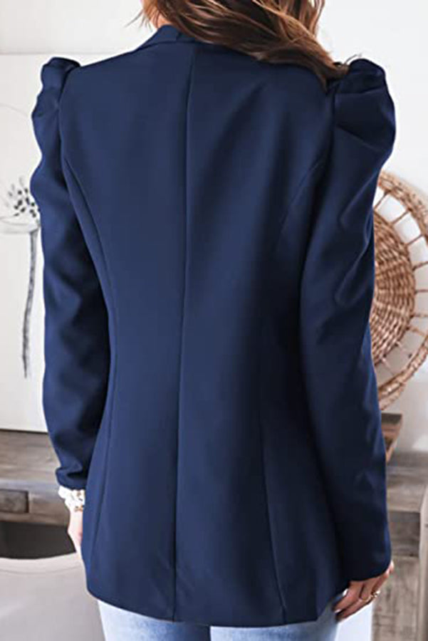 Bubble Sleeve Open Front Blazer