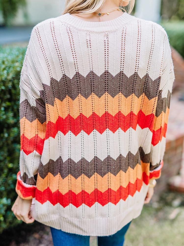 翻译0914 Zigzag Stripe Hit Color Sweater