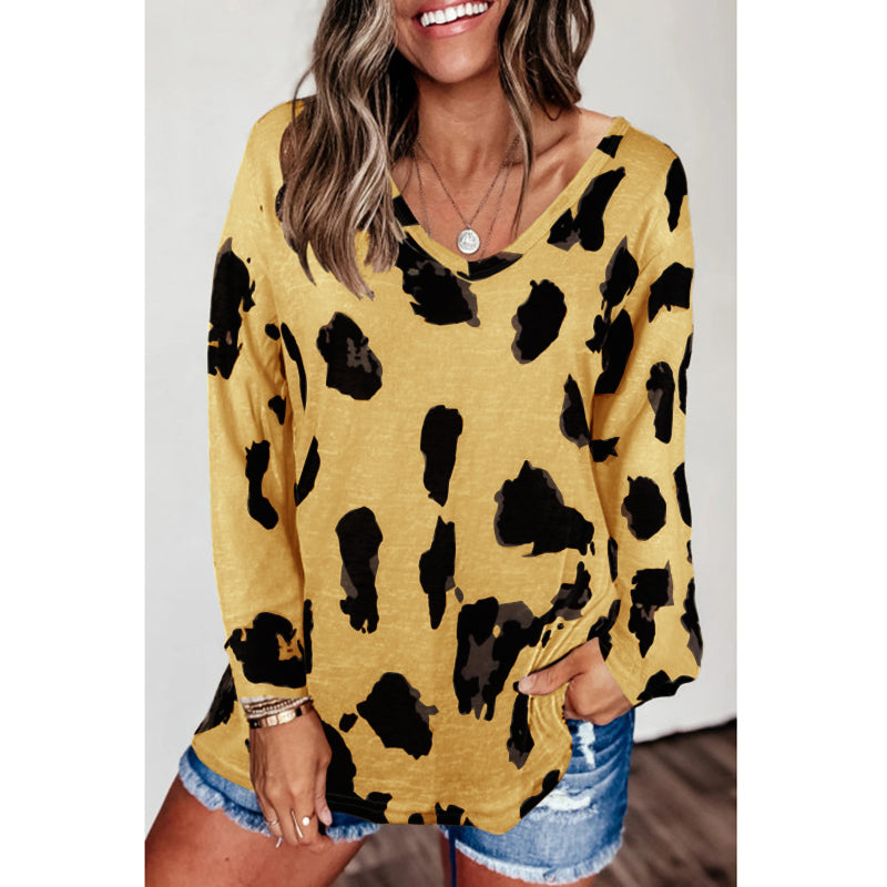 V Neck Long Sleeve T-Shirt Casual Basic Tops