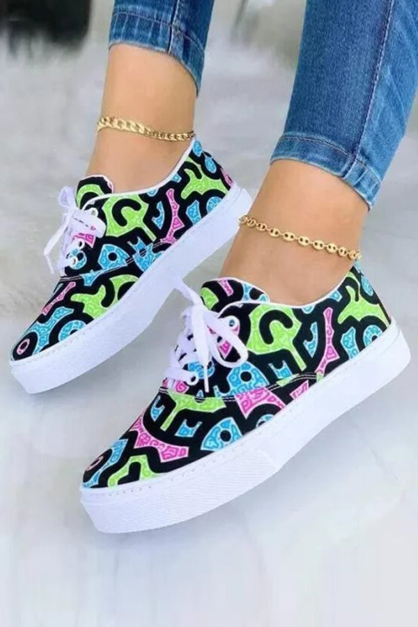 Jasper Graffiti Print Lace Up Sneakers