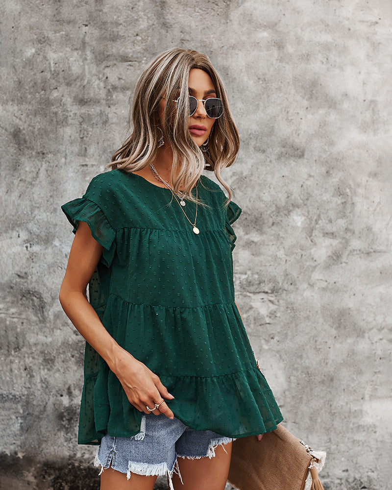 Casual Loose Ruffle Shirts Tank Tops