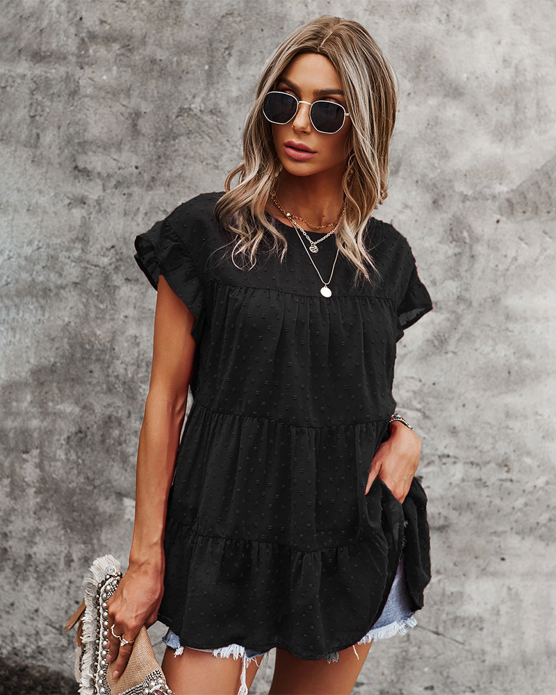 Casual Loose Ruffle Shirts Tank Tops