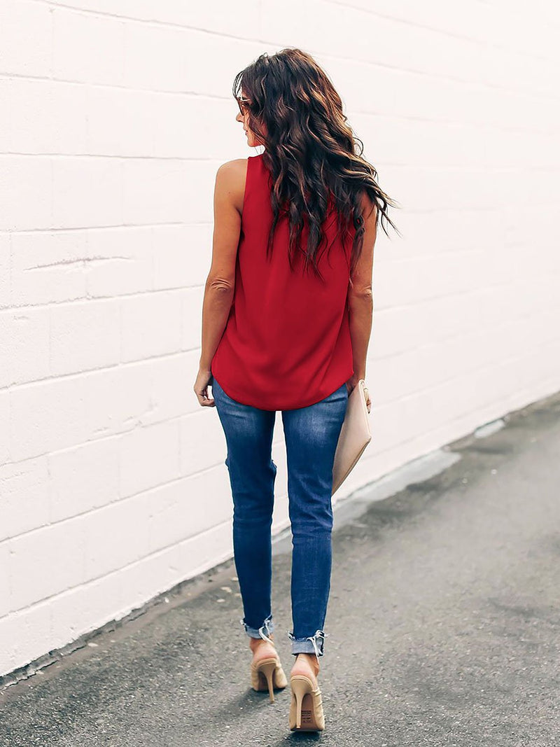 Round Neck Sleeveless T-shirt Top