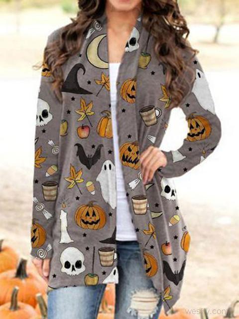 Halloween Pattern Printed Cardigan