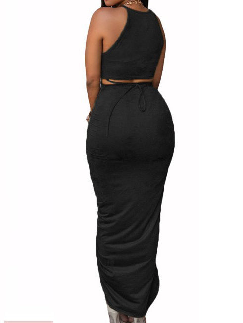 Sleeveless Round Neck High Waist Maxi Dress