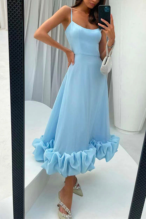 High Waist Ruffle Hem Swing Maxi Cami Party Dress