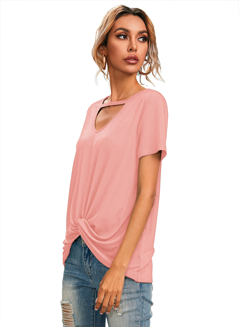 Casual Short Sleeve V Neck T Shirt