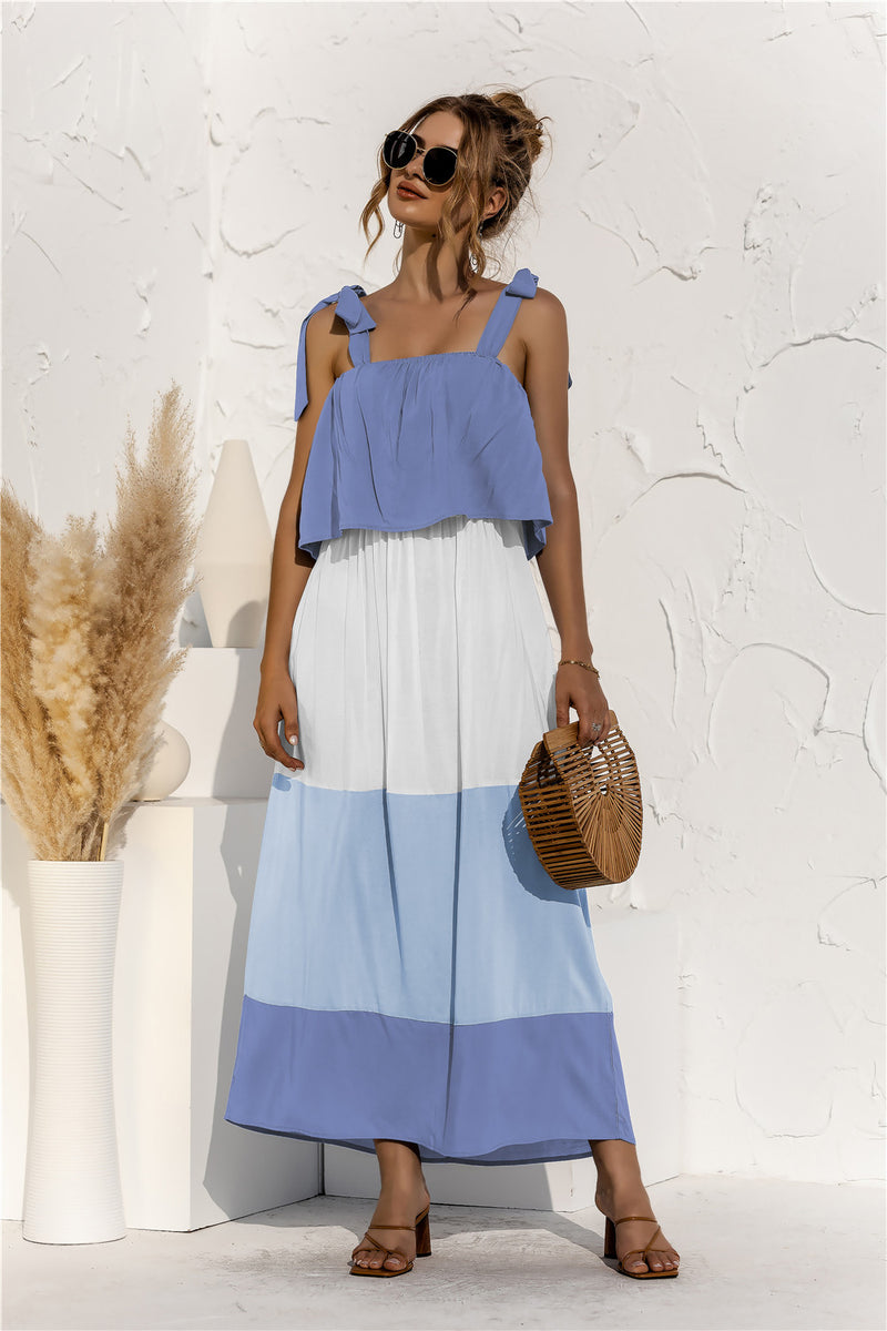 Sleeveless Square Neck Adjustable Straps Maxi Dress