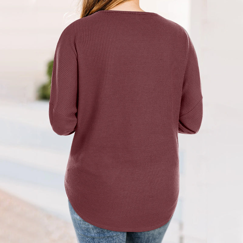 Round Neck Button Down Knit Pullover Sweater