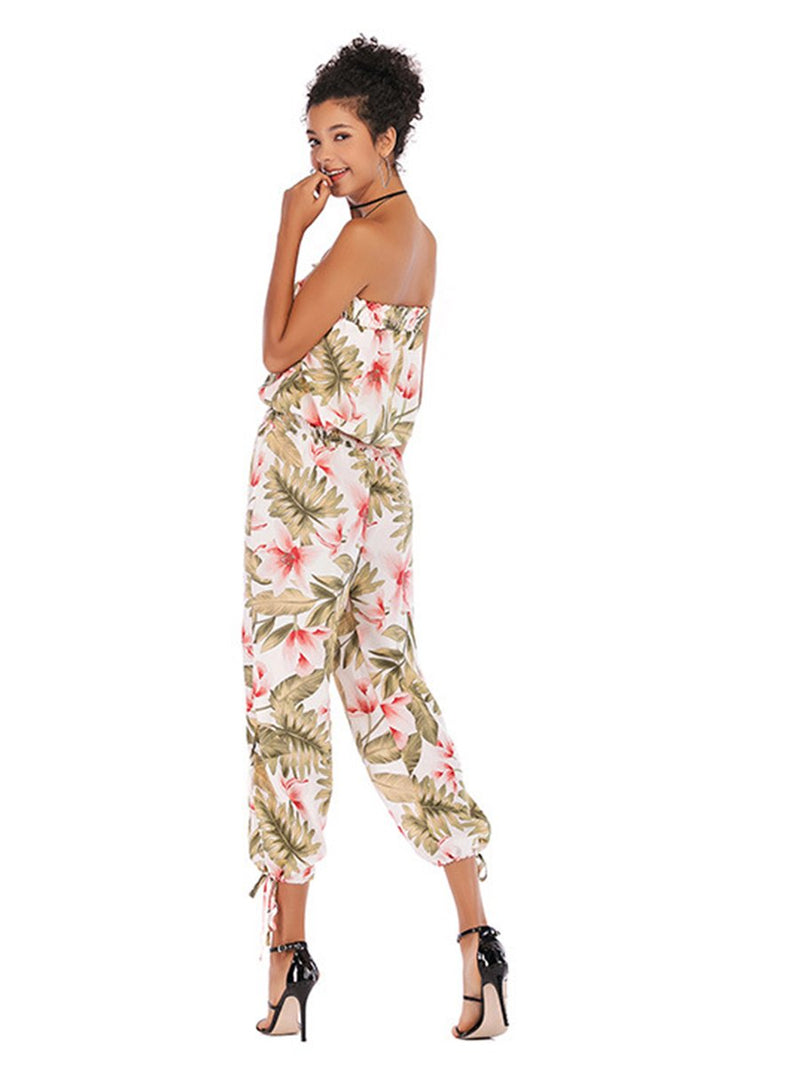 Floral Off Shouler Split Jumpsuit