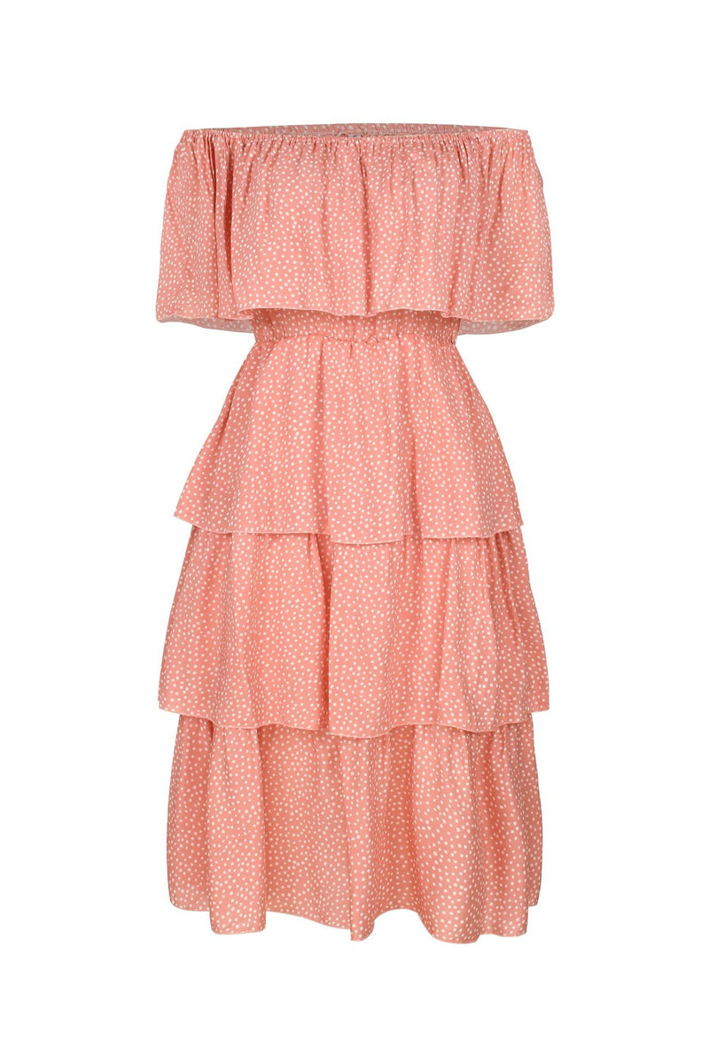 Off The Shoulder Sleeveless Tiered Ruffle Midi Dress