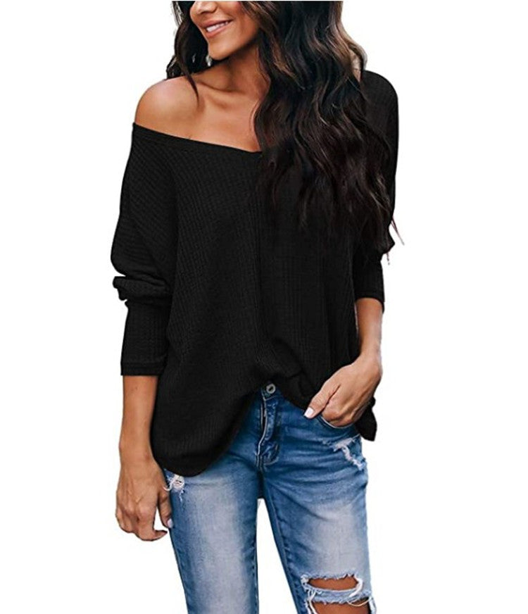 Off Shoulder Batswing Sleeve Loose Pullover Sweater