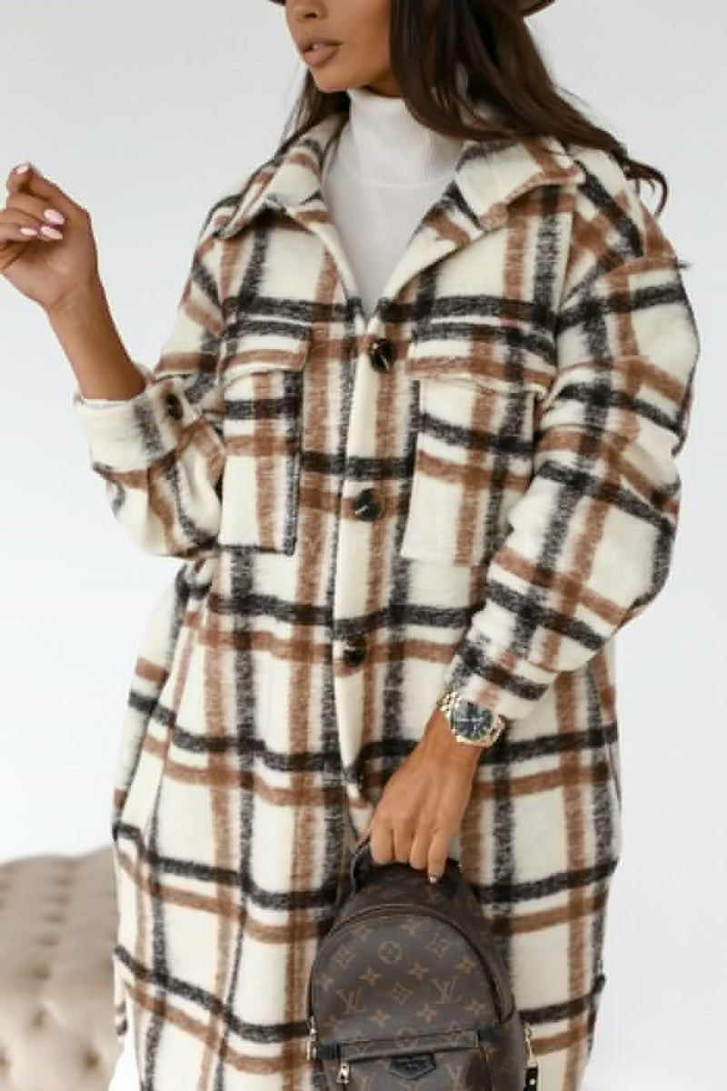 Plaid Benddown Collar Jacket Outerwear