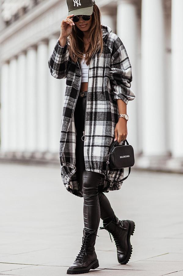 Trend Forecast Plaid Hooded Coat