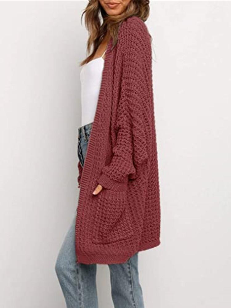 Loose Solid Color Pocket Cardigan