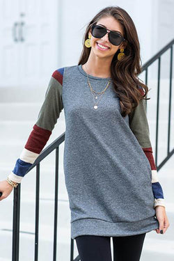 Long Sleeve Simple Scoop Neck T-shirt