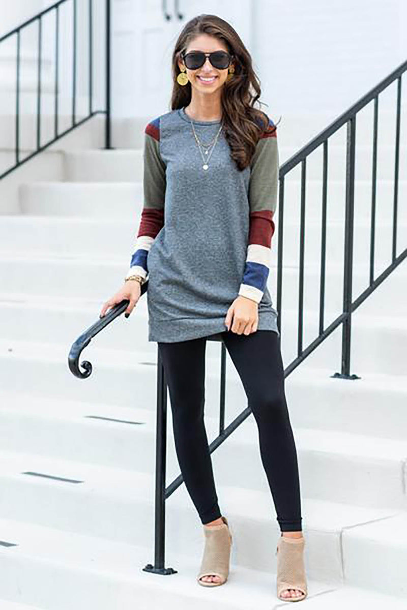 Long Sleeve Simple Scoop Neck T-shirt