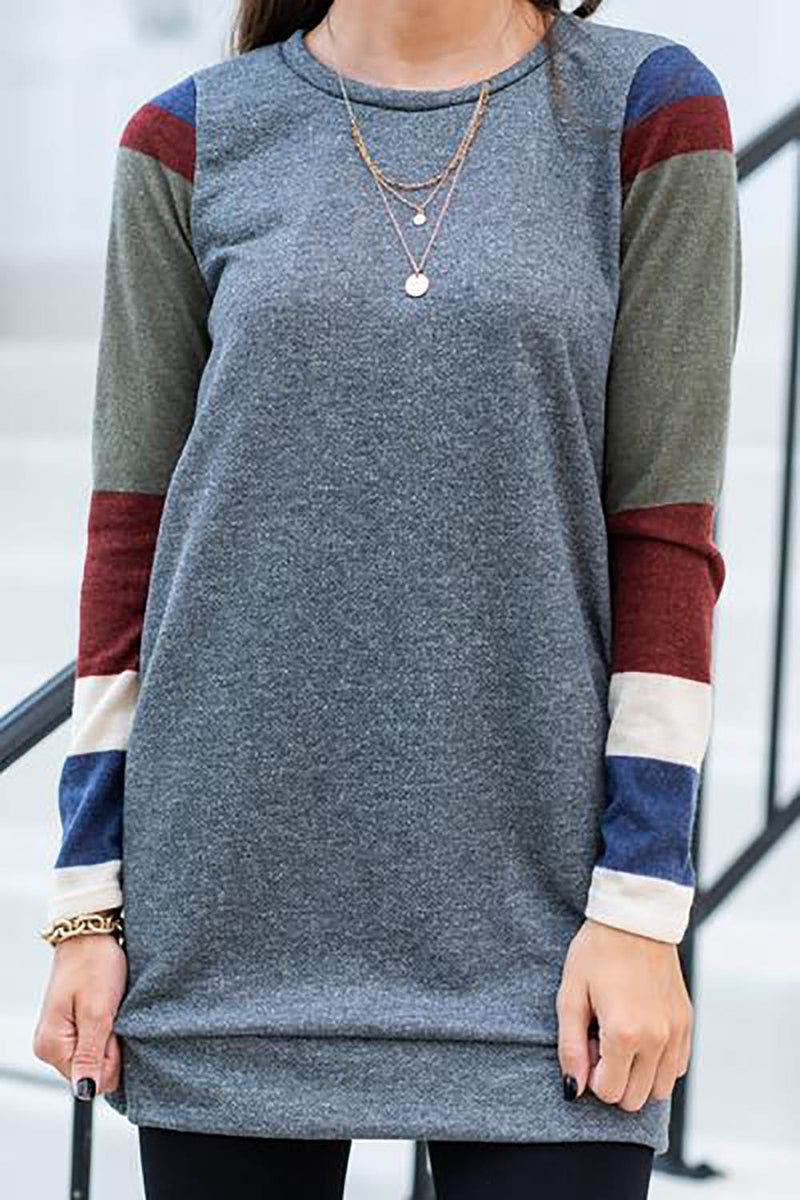 Long Sleeve Simple Scoop Neck T-shirt