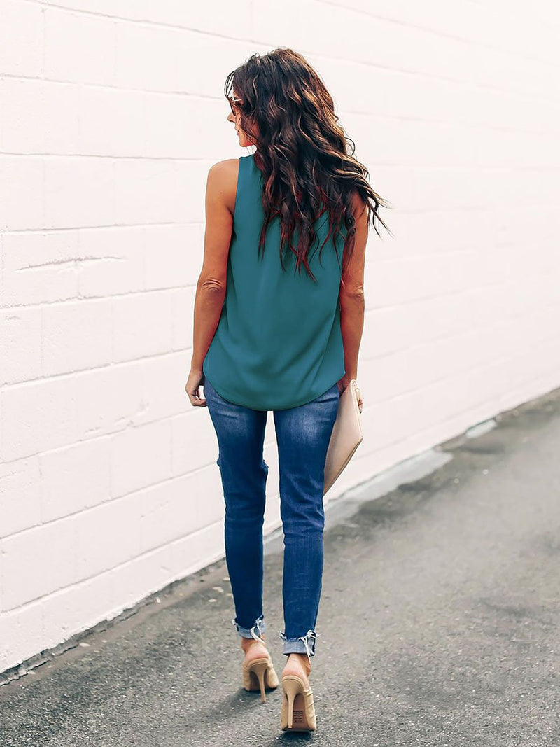 Round Neck Sleeveless T-shirt Top