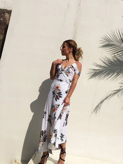 Beach Strap Floral Printed Maxi Dress - Landing Closet