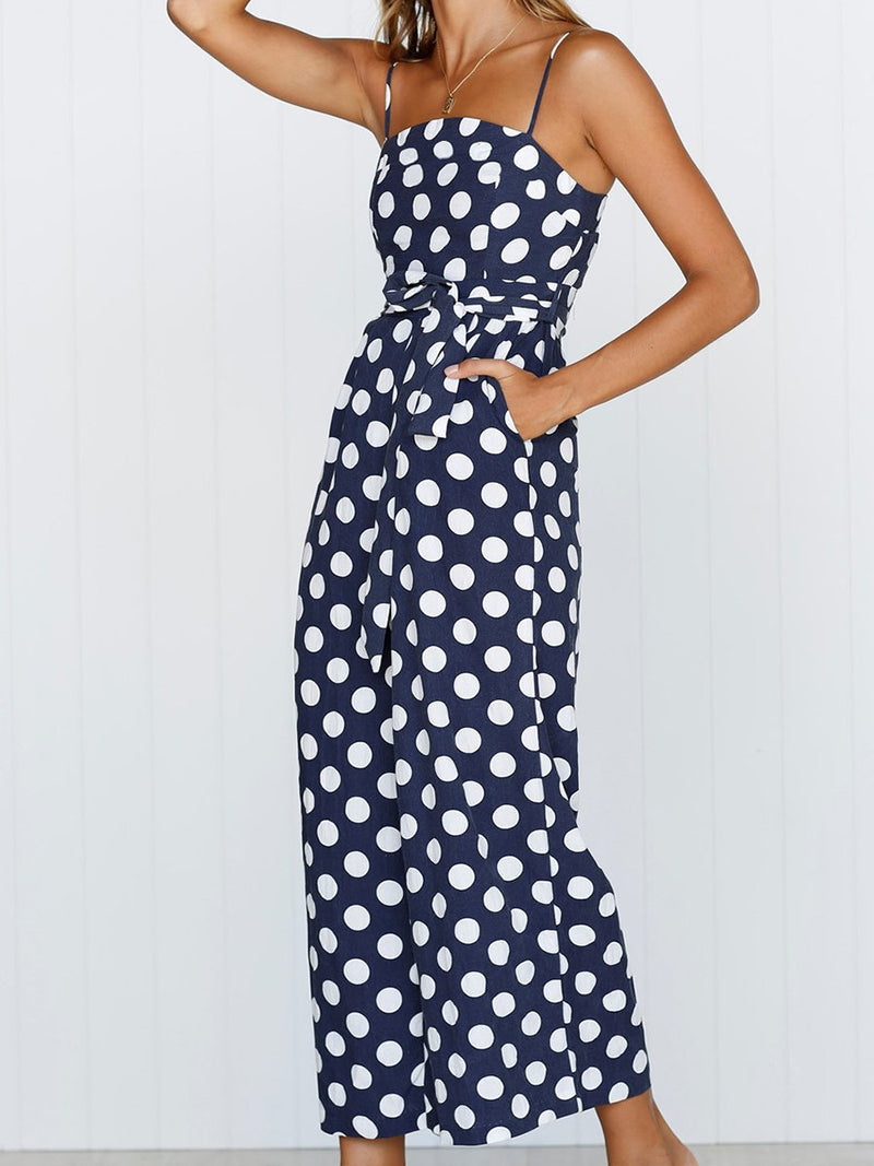 Straps Polka Dot Loose Jumpsuit