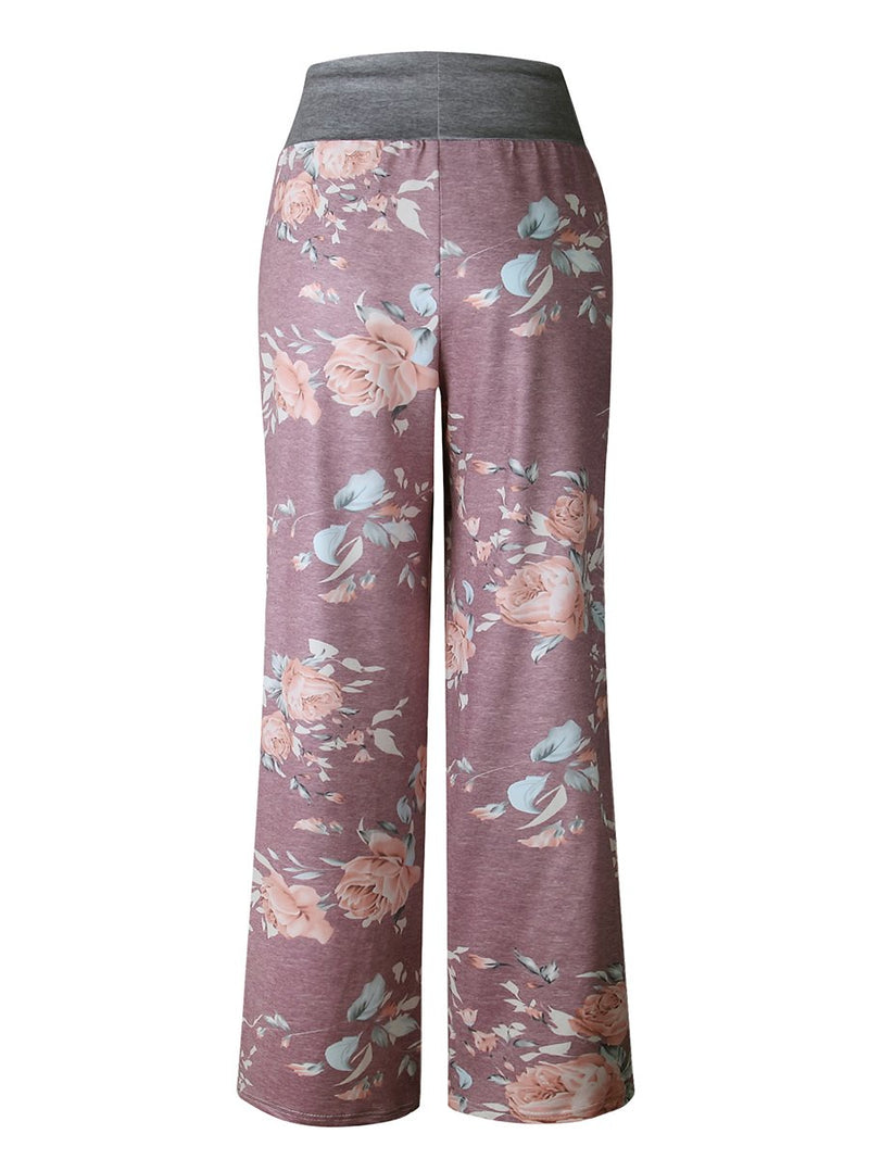 Women Drawstring Floral Jogger Loose Sports Sweat Pants