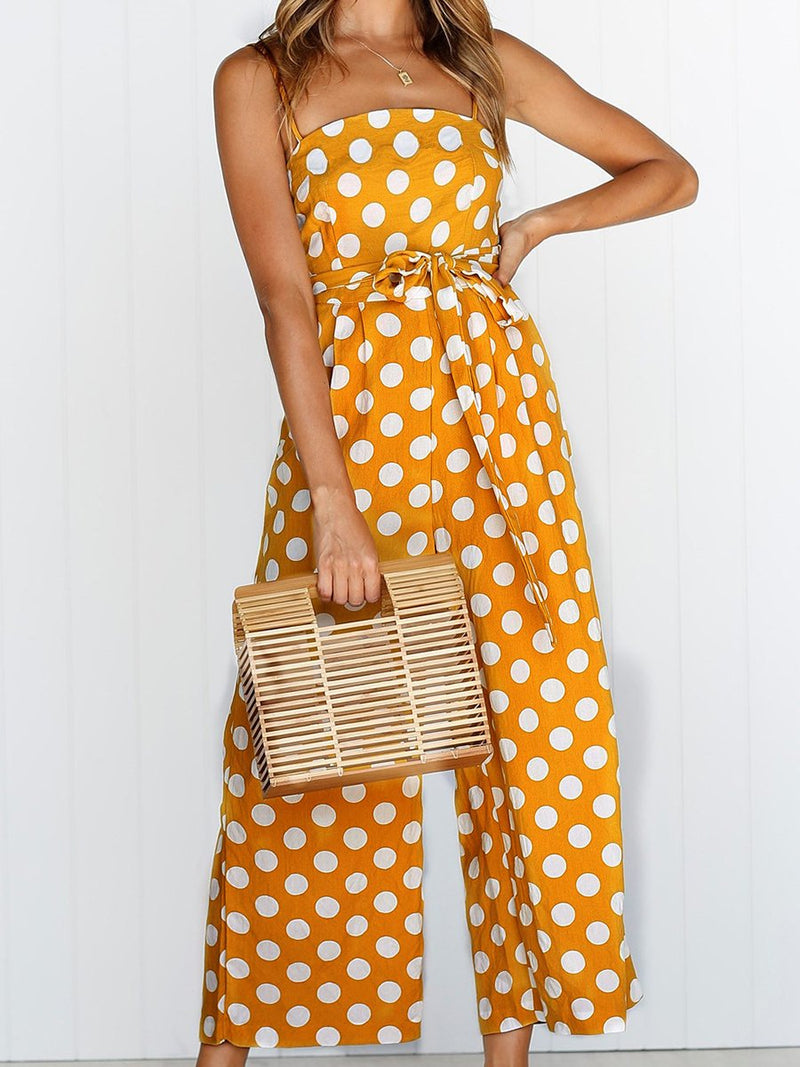 Straps Polka Dot Loose Jumpsuit