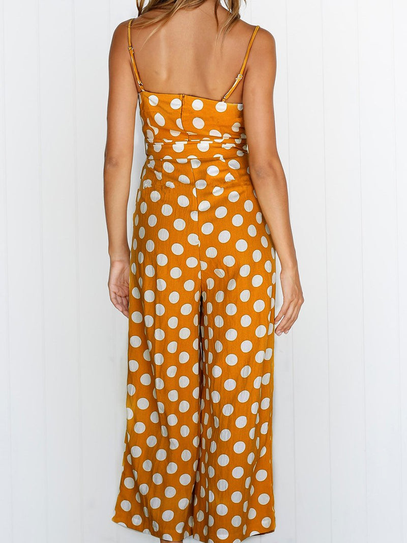 Straps Polka Dot Loose Jumpsuit