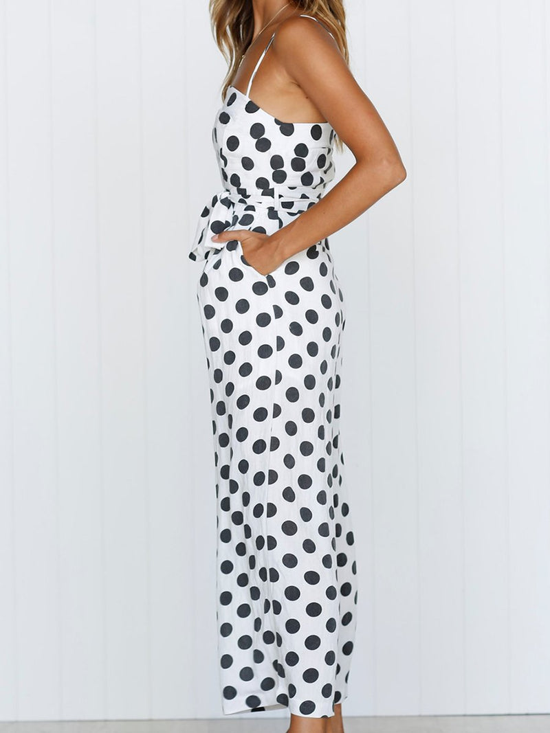 Straps Polka Dot Loose Jumpsuit