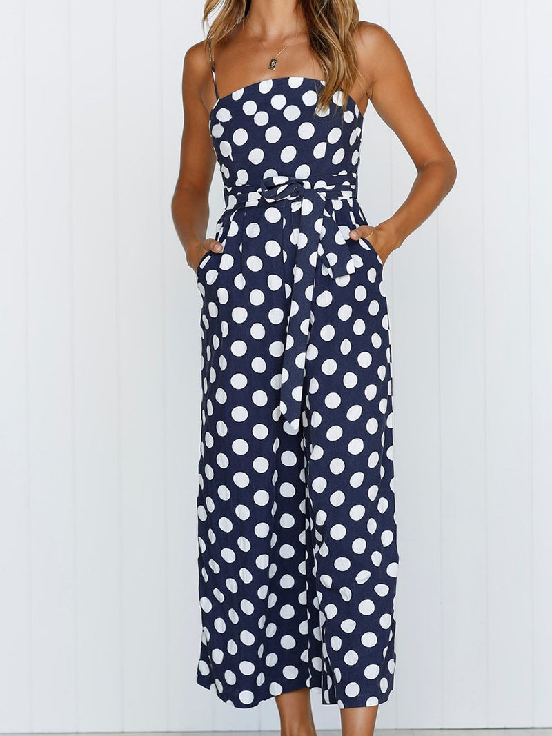 Straps Polka Dot Loose Jumpsuit