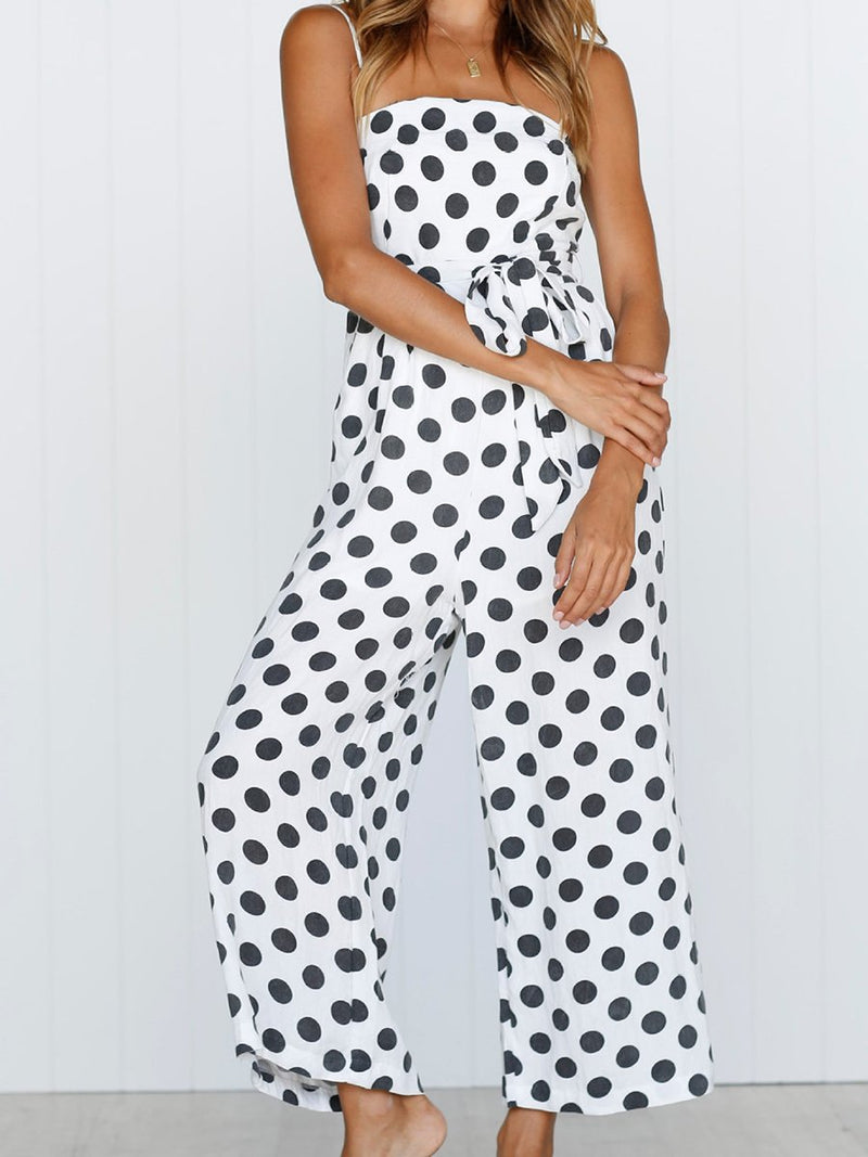 Straps Polka Dot Loose Jumpsuit