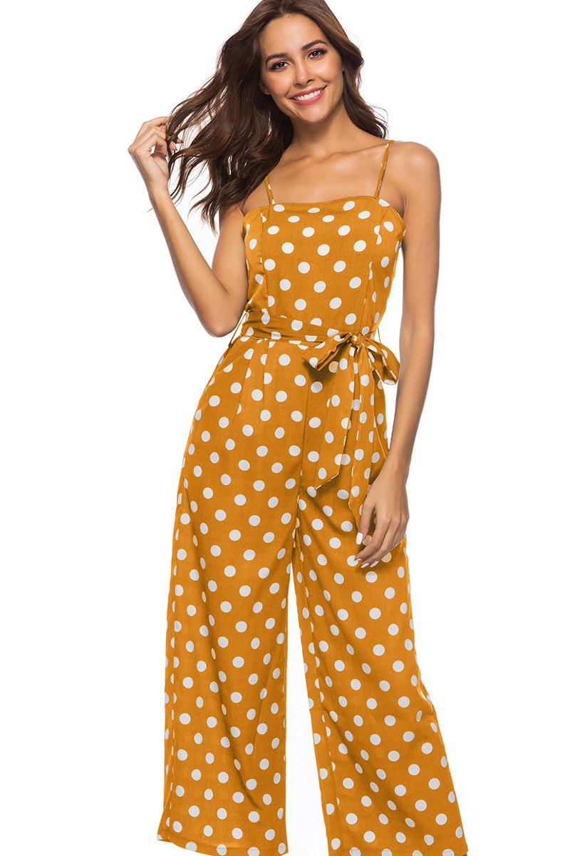 Straps Polka Dot Loose Jumpsuit