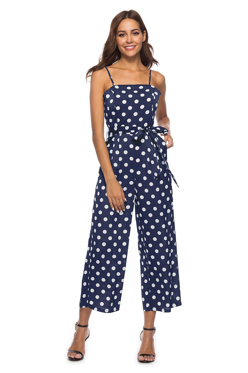 Straps Polka Dot Loose Jumpsuit