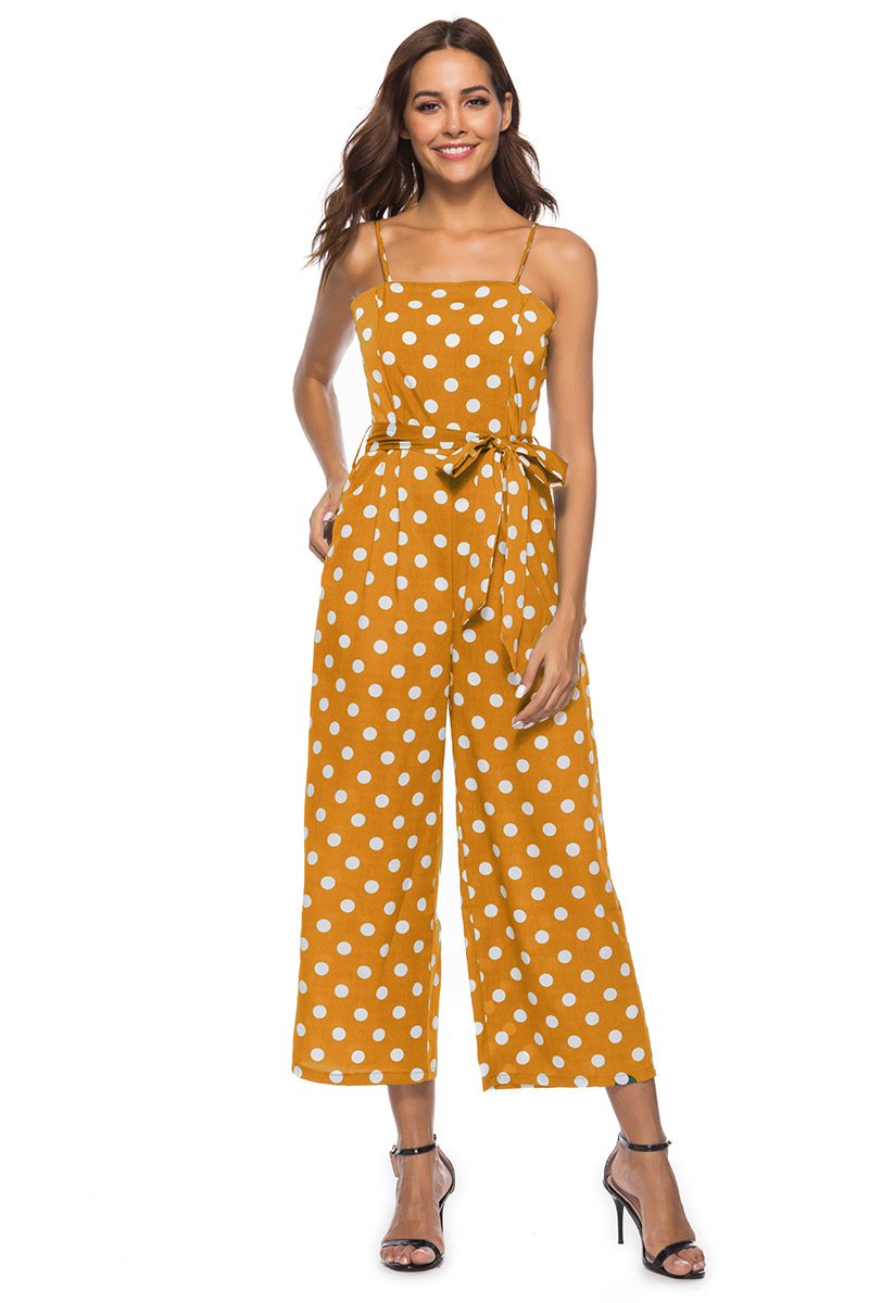 Straps Polka Dot Loose Jumpsuit