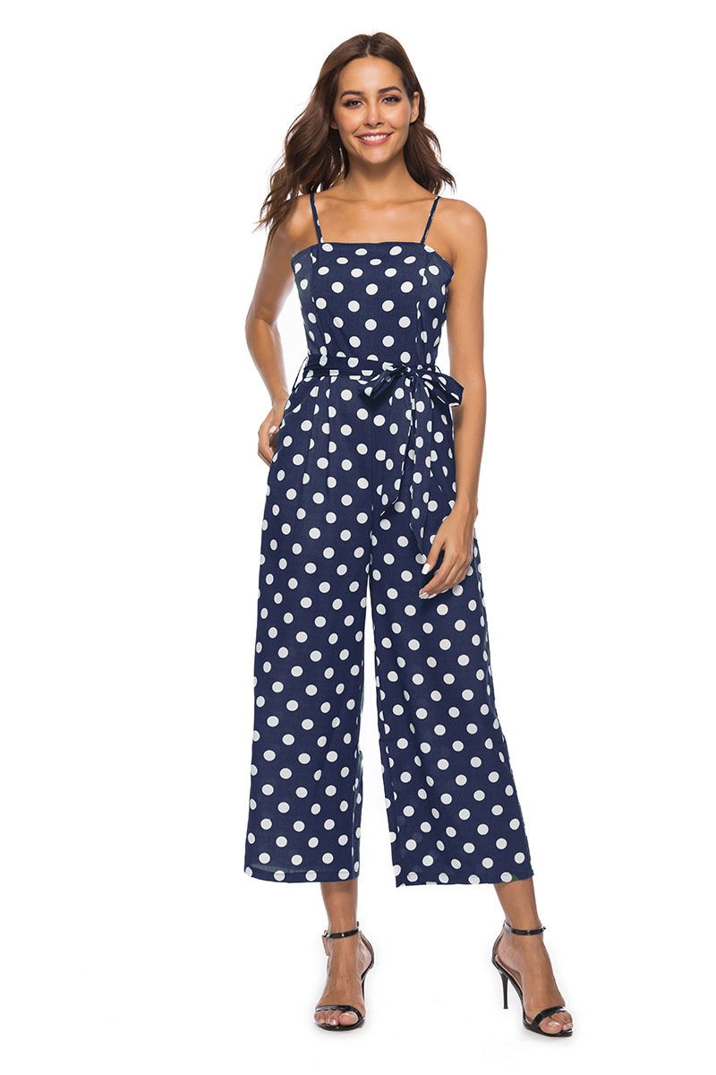 Straps Polka Dot Loose Jumpsuit