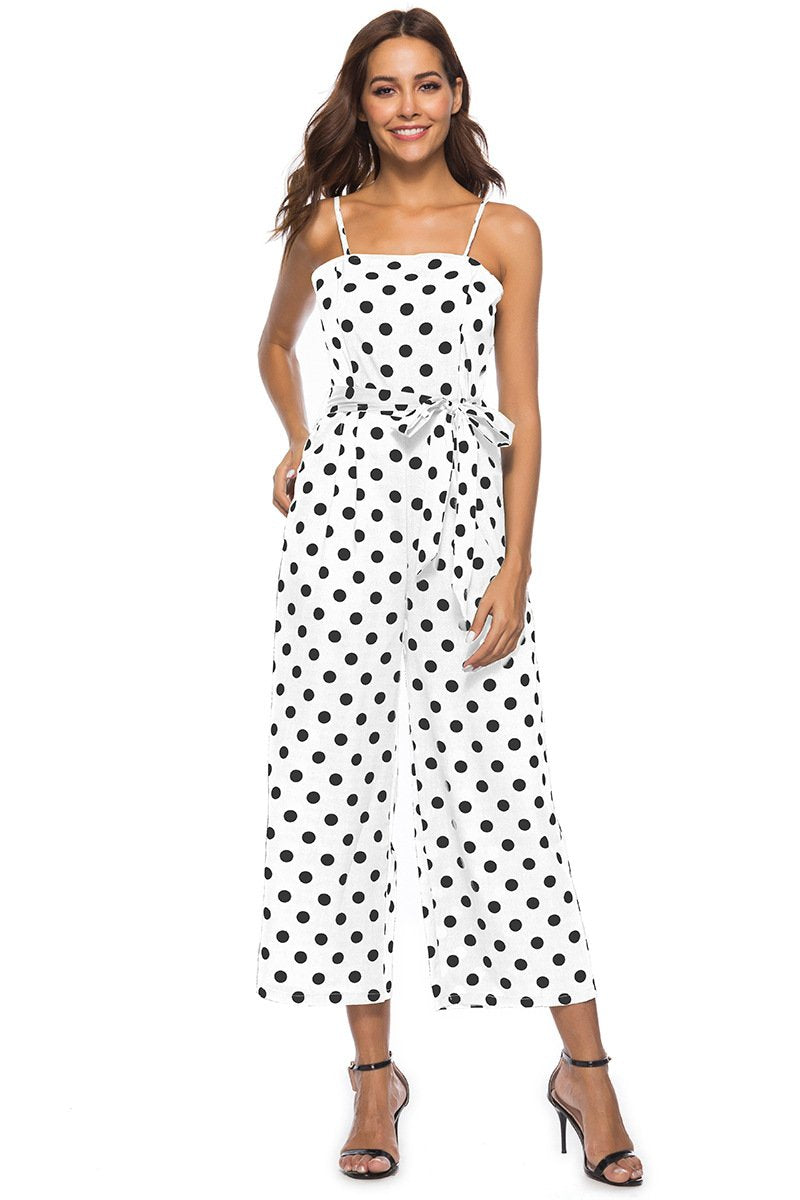 Straps Polka Dot Loose Jumpsuit