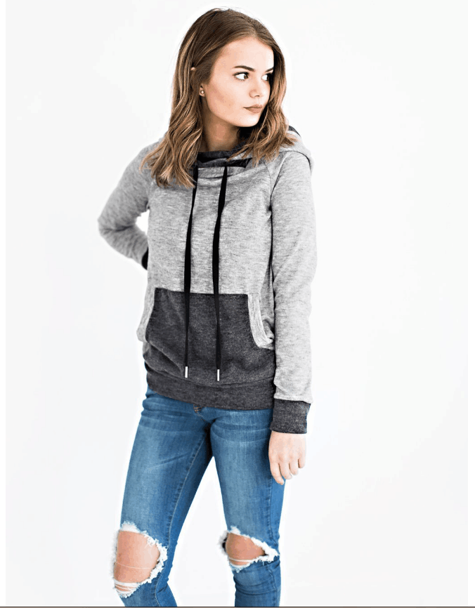 Hooded Stitching Sweatshirt - Landing Closet