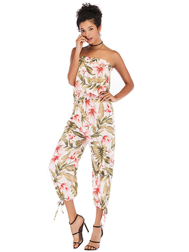 Floral Off Shouler Split Jumpsuit