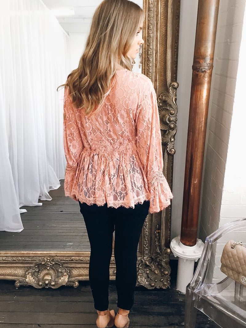 Lace Long Sleeves Round Neck Top