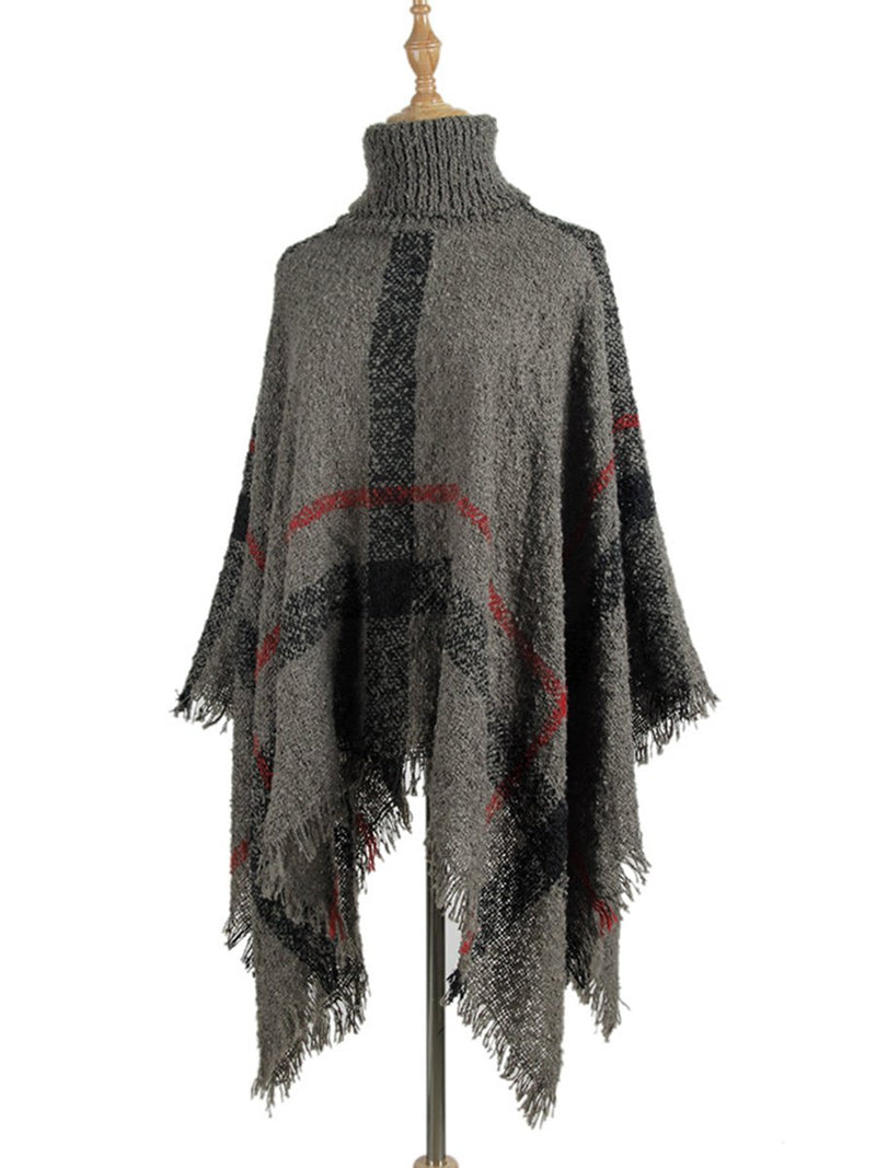 High Collar Tassel Cloak Loose Free Size Sweater