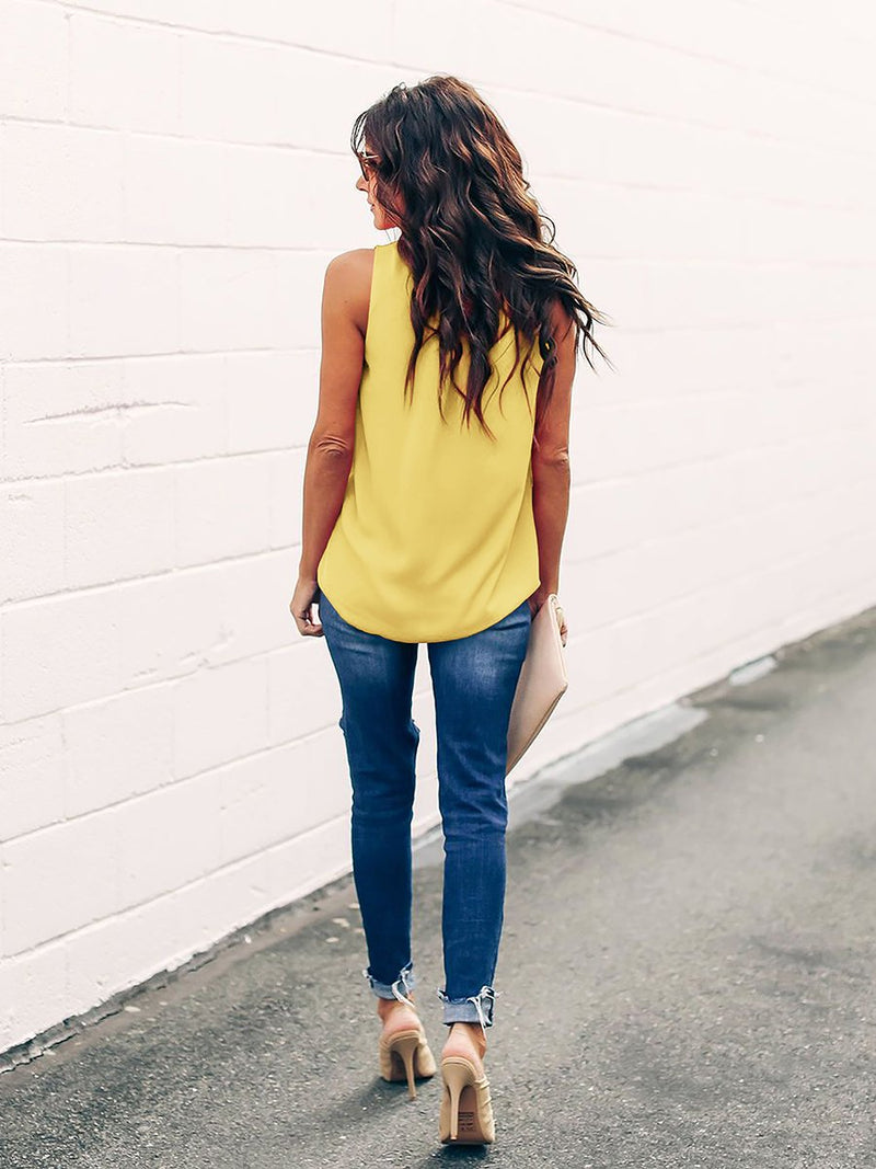 Round Neck Sleeveless T-shirt Top