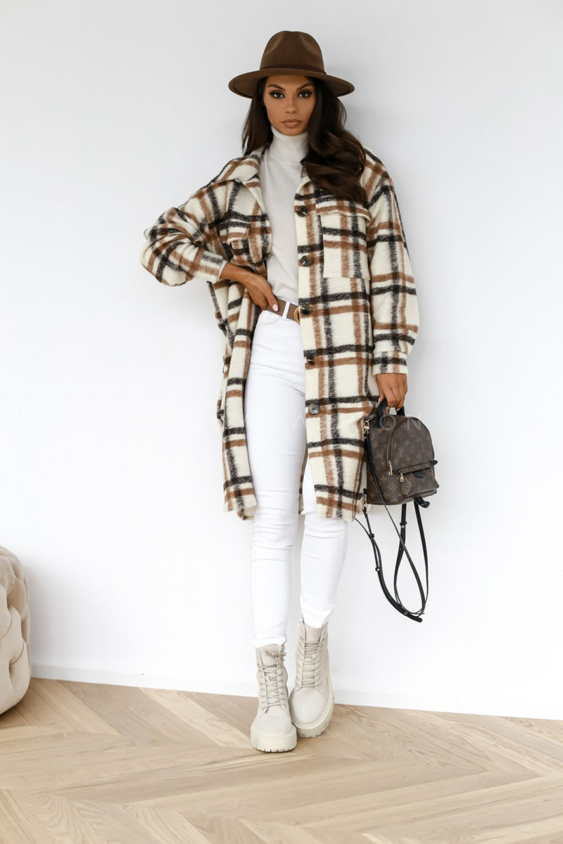 Plaid Benddown Collar Jacket Outerwear