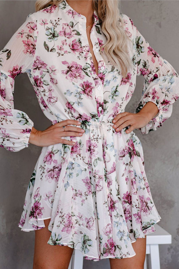 Genesis Floral Adjustable Balloon Sleeve Dress