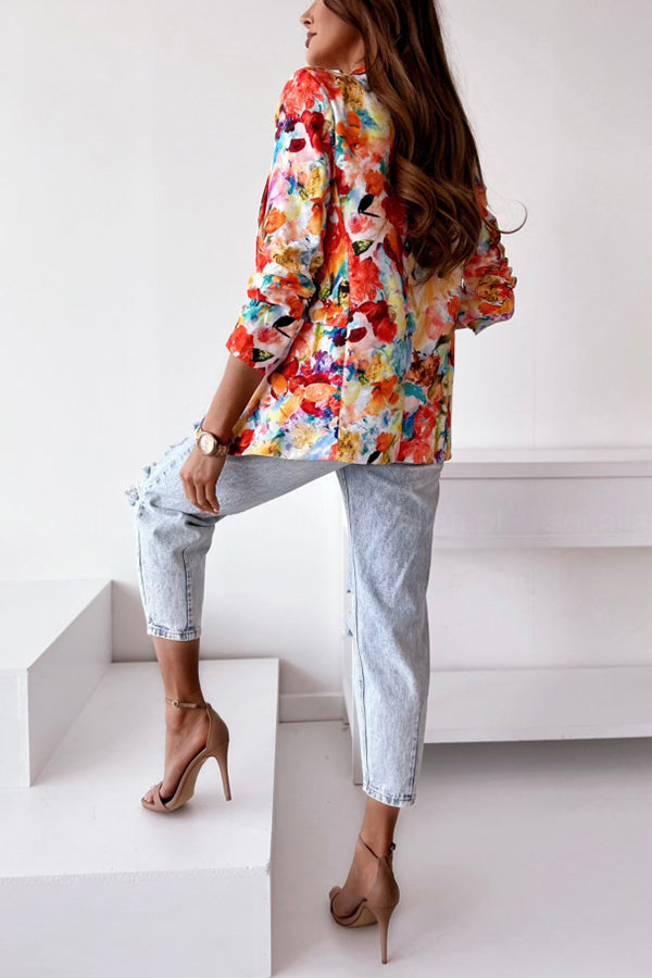 Free and True Floral Lapel Leisure Suit Blazer