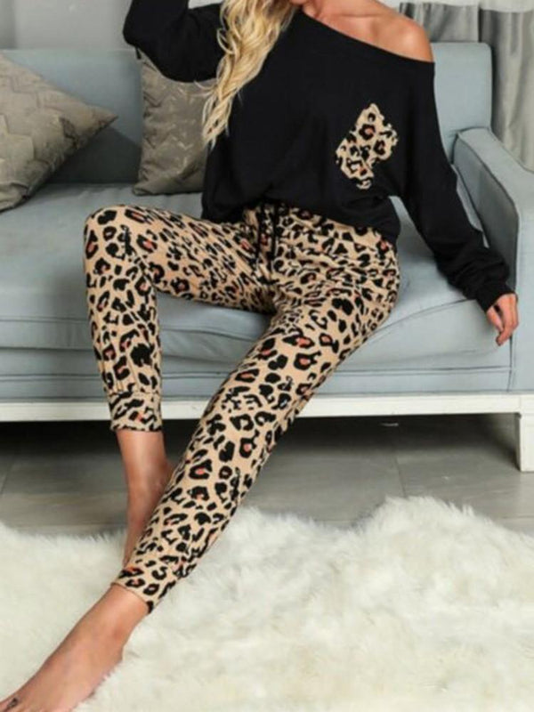 Leopard Print Long Sleeve Sleepwear Two-piece