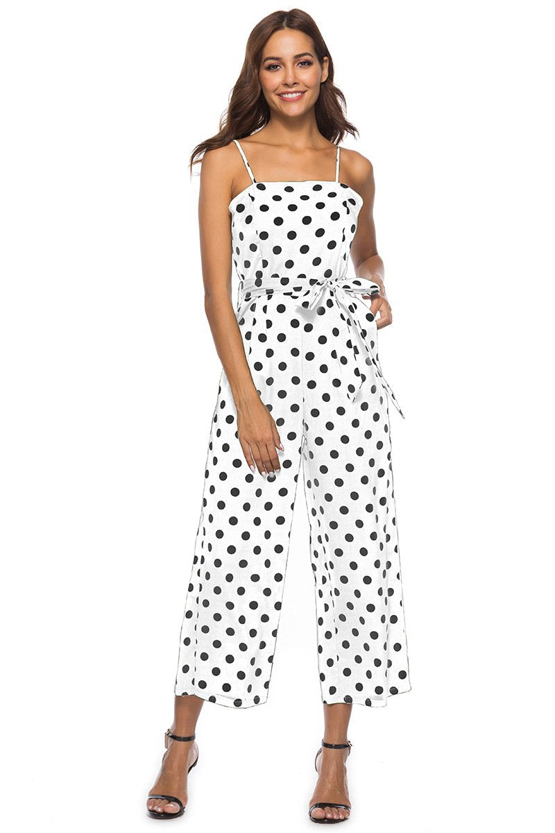 Straps Polka Dot Loose Jumpsuit