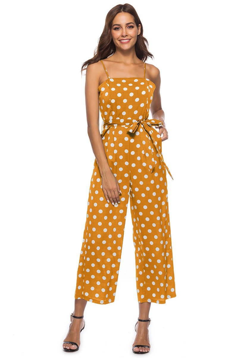 Straps Polka Dot Loose Jumpsuit