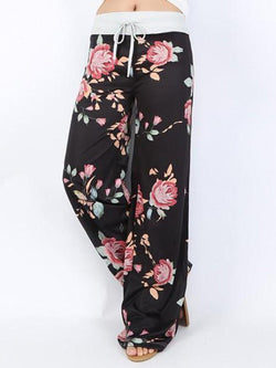 Women Drawstring Floral Jogger Loose Sports Sweat Pants