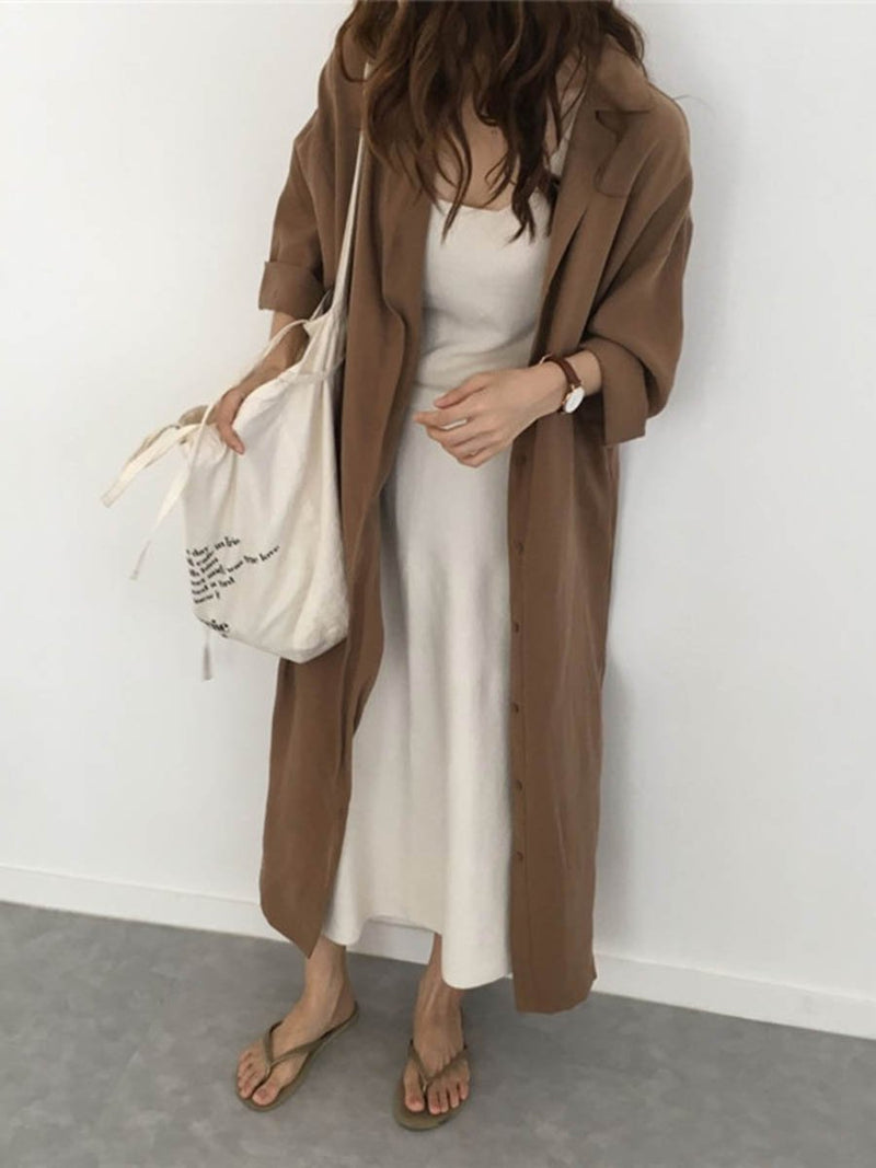 Long Sleeve Plain Belt T-shirt Coat