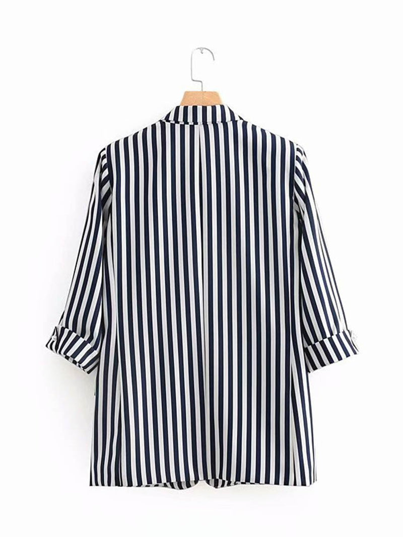 Cozy Striped Casual Suit Top - Landing Closet